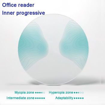 1.56, 1.60, 1.67, 1.74 Office inner progressive, HMC, blue block, photochoromic, green ar