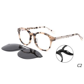 1063 High grade round classic acetate optical frame, Magnetic absorption TAC polarized set glasses