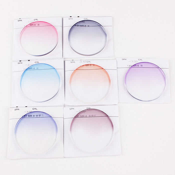 1.61 MR-8 Super tough, blue block, tint lenses, for rimless frames