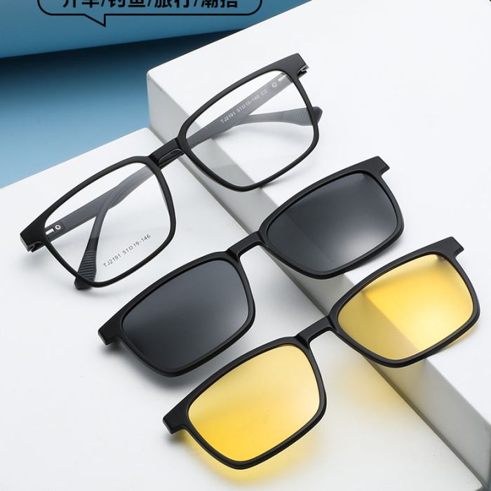 2191 TR90 Polarized set glasses, square, polarized clip, optical frame, sport, night vision