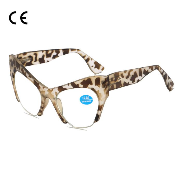231 Large-frame reading glasses, European and American vintage cat-eye style, blue block, high definition