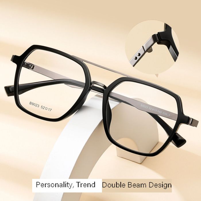 9023 TR90 retro double beam eyeglass frame, personalized large frame, slimming effect lightweight frame