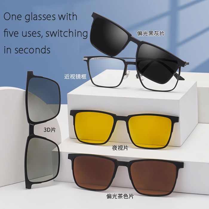 93006 magnetic suction glasses, anti glare sunglasses, polarized sunglasses, 3D, pure titanium myopia frame