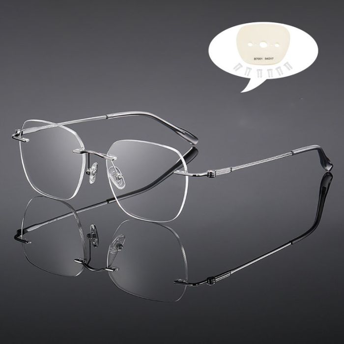 B7001 Light luxury style ultra light frameless pure titanium, men and women, high-end feel, can be paired with myopia glasses, fashionable and versatile