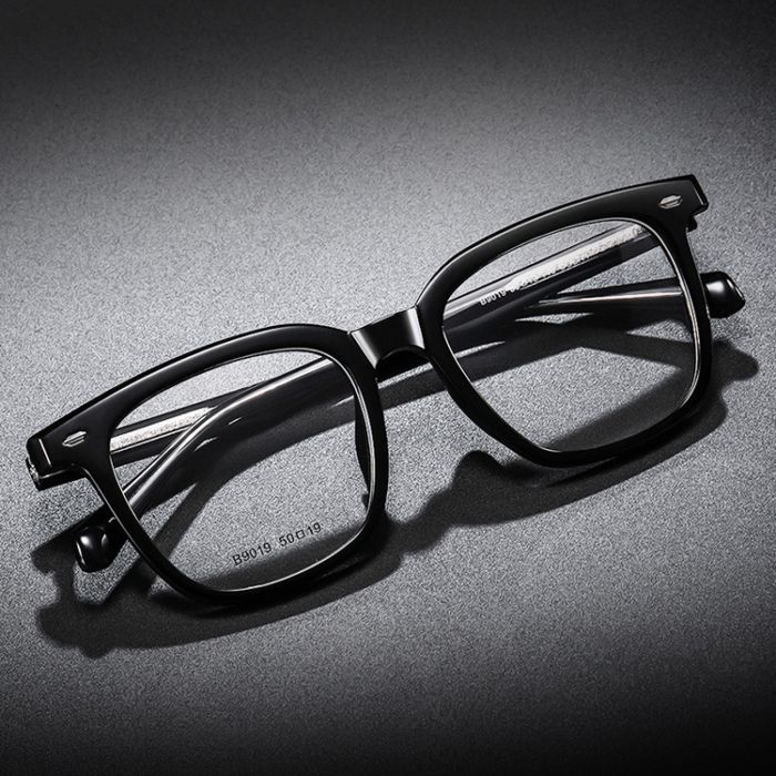 B9019 Retro eyeglass frame, square, can be paired with myopia glasses, transparent natural large frame, TR90 eyeglass frame
