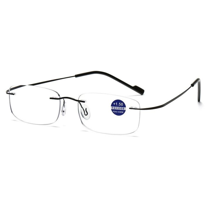 DG-69 Rimless reading glasses, light, blue block