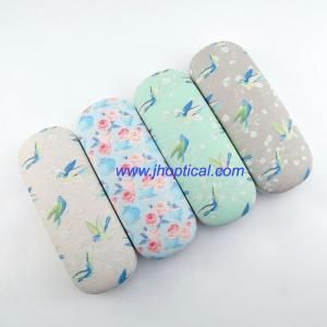 JH-106 Flowers and birds iron optical frame case with leather surface