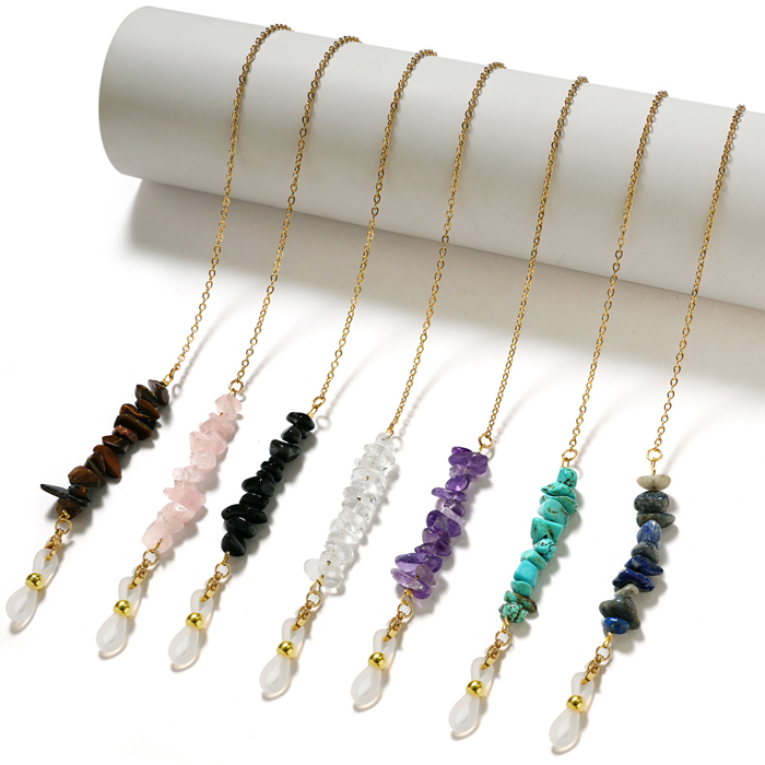 JH-11 Turquoise hanging rope, stainless steel sunglasses hanging chain, fashionable mask rope (0-shaped colored stone)