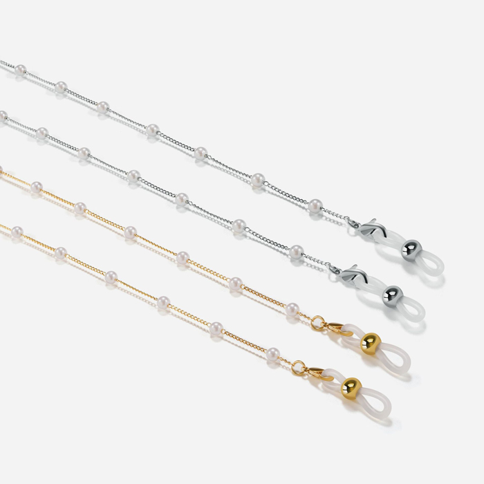 JH-12 Simple jewelry, pearl eyewear chain, genuine gold electroplating, long color retention time