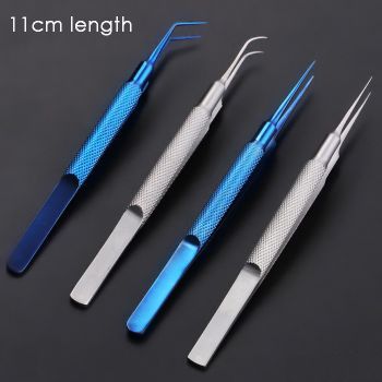 JH-138 Titanium alloy/stainless steel round handle microforceps, 11cm 