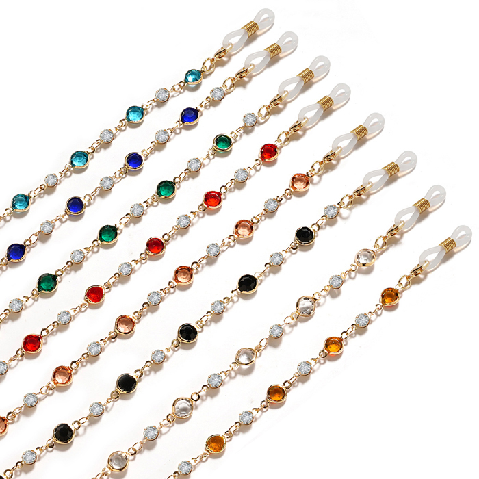 JH-223 Colorful glass bead glasses chain mask rope thickening electroplating zircon color drill