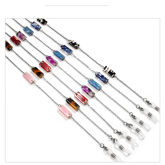 JH-228 Fashion Acetate Acrylic Glasses Chain Mask Hanging Chain Amber Handmade Dual Color Neck Chain