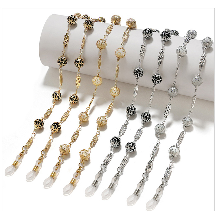 JH-229 Pure copper glasses chain mask chain accessories gold silver fashion color preserving electroplating European crystal ball