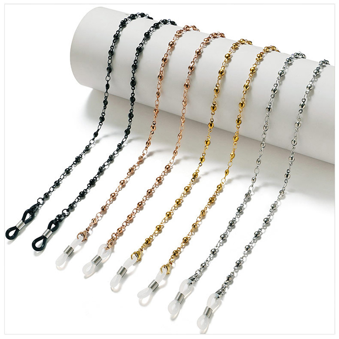 JH-234 Stainless steel vacuum electroplating glasses chain, mask chain, anti loss hanging rope, sunglasses hanging rope (round grain)