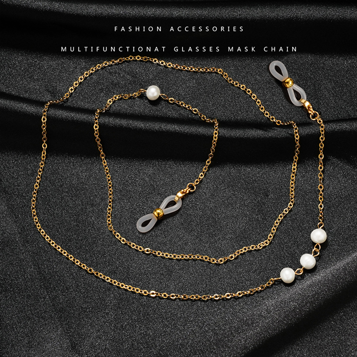 JH-24 Freshwater Pearl Glasses Strap Stainless Steel 3+1 Pearl