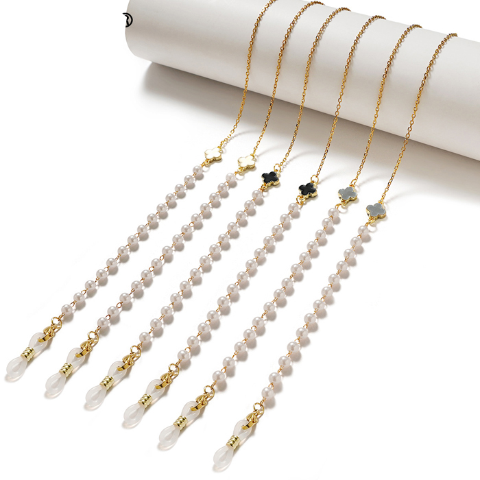 JH-256 Stainless steel mask rope and glasses dual use hanging chain hanging rope (0 character+pearl drop oil flower)