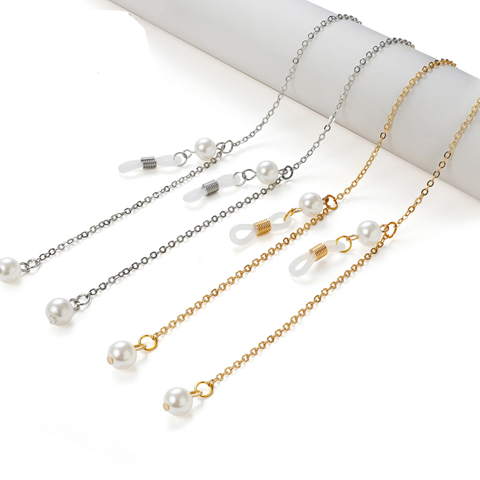 JH-265 Copper eyewear rope anti drop rope eyewear strap (0-shaped pearl pendant)