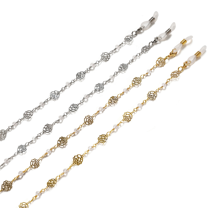 JH-273 Vintage metal eyewear chain strap, rose long style