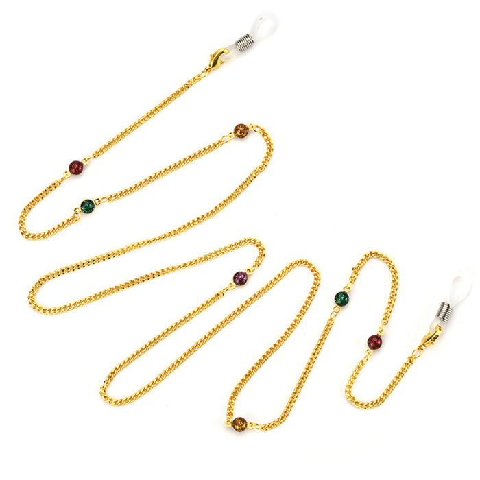 JH-278 Vintage eyewear rope with small embellishments and oil drops, titanium steel hanging chain, thick gold color retention electroplating (7 color oil drops)