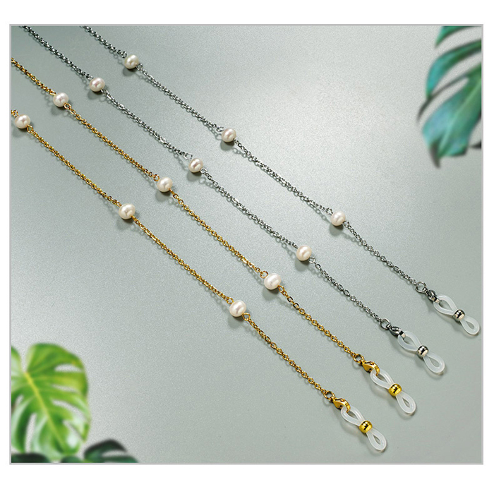 JH-28 Glasses chain, mask rope, vacuum plated freshwater pearl sunglasses chain, neck hanging and anti loss (3+3 pearls)