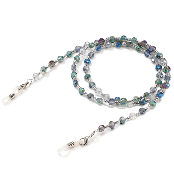 JH-296 Crystal Glasses Chain Rope Bead Chain Drop Prevention - Crystal Cut Beads