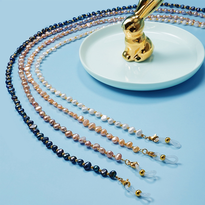 JH-297 Freshwater Pearl Glasses Chain Hanging Chain Vintage Hanging Rope Mask Hanging Rope (Baroque Gold Beads)