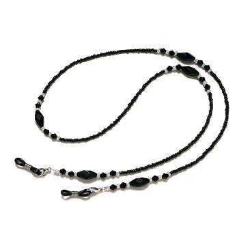 JH-356 Vintage black eyewear chain, mask rope, black bead chain, diamond bead chain