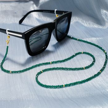 JH-360 Sharp crystal with gold beads glasses chain, handmade mask chain (lucky color)