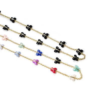 JH-379 Thick gold plated butterfly metal eyewear chain, pendant, personalized, (butterfly chain)
