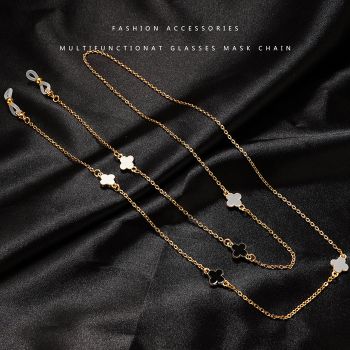 JH-500 3-color four leaf lucky titanium steel vacuum plated eyewear chain