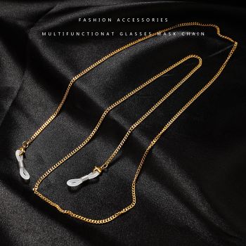 JH-507 Stainless steel flat shaped chain, 24K vacuum plated eyewear chain