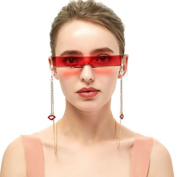 JH-515 Personalized red lip metal eyewear chain, retro