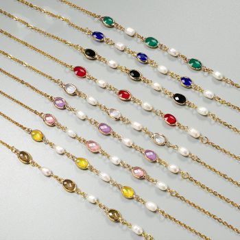 JH-53 Glasses Chain Hanging Chain Women's Decorative Chain Freshwater Pearl Stainless Steel Glasses Chain - Golden Age