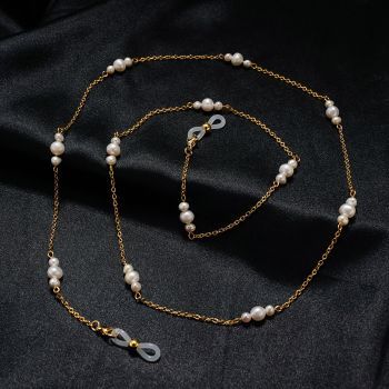 JH-57 Freshwater pearl+stainless steel glasses chain, handmade anti slip and anti drop sunglasses, myopia and presbyopic glasses decoration