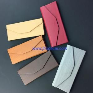 JH-90 Fodable triangular retro wood grain leather glasses case