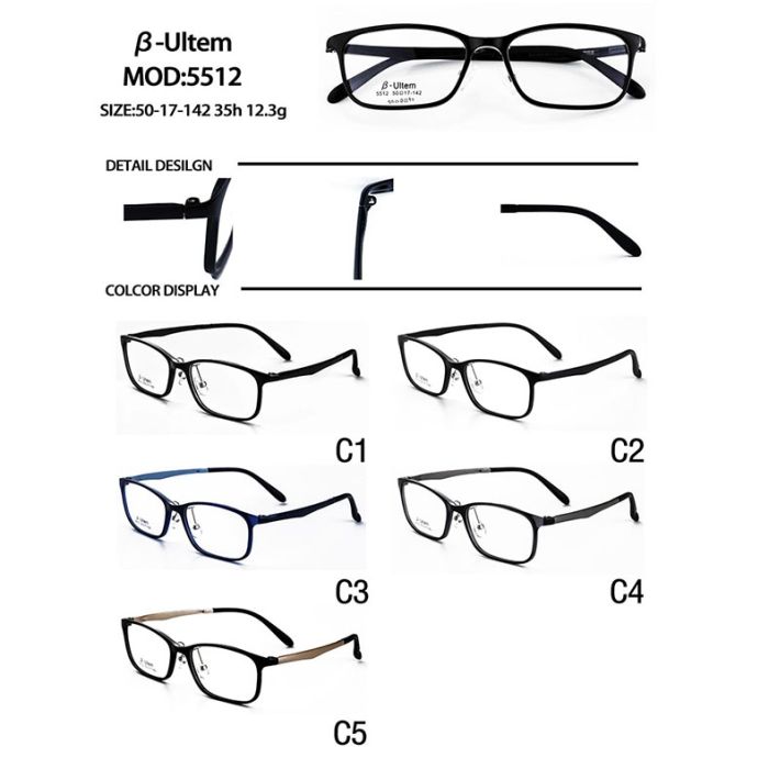 Super light ultem optical frames, 54 models