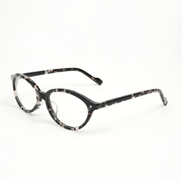 ZT9709 Bookworm glasses, demi, curved acetate, pentagram retro personalized female