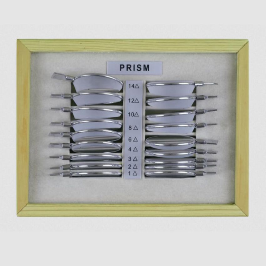 PR-18 18-Piece Ophthalmic Prism Trial Lens Set 1△-14△ Metal Rim