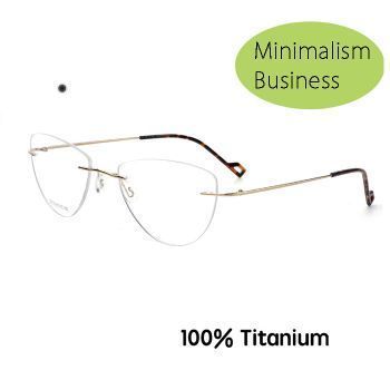 RJ007 Minimalism business pure β titanium rimless temperament optical frame